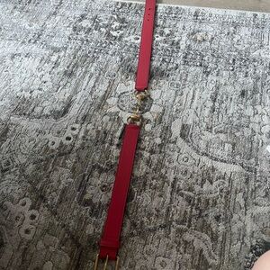 Gucci Red Leather Belt with Gold Accents